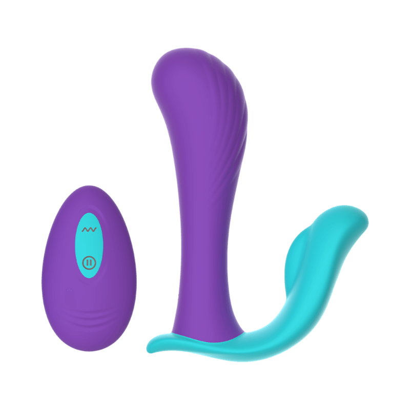Lila och turkos vibrator Vuxen Heavenly för dubbel stimulering med fjärrkontroll
