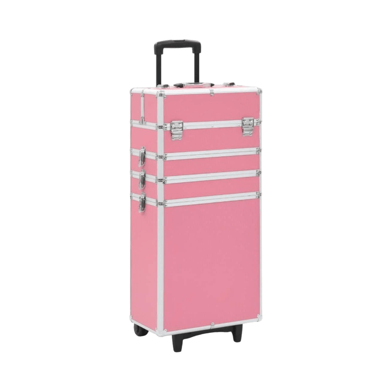 Stor rosa make-up trolley från vidaXL – flera fack och hjul för enkel transport.
