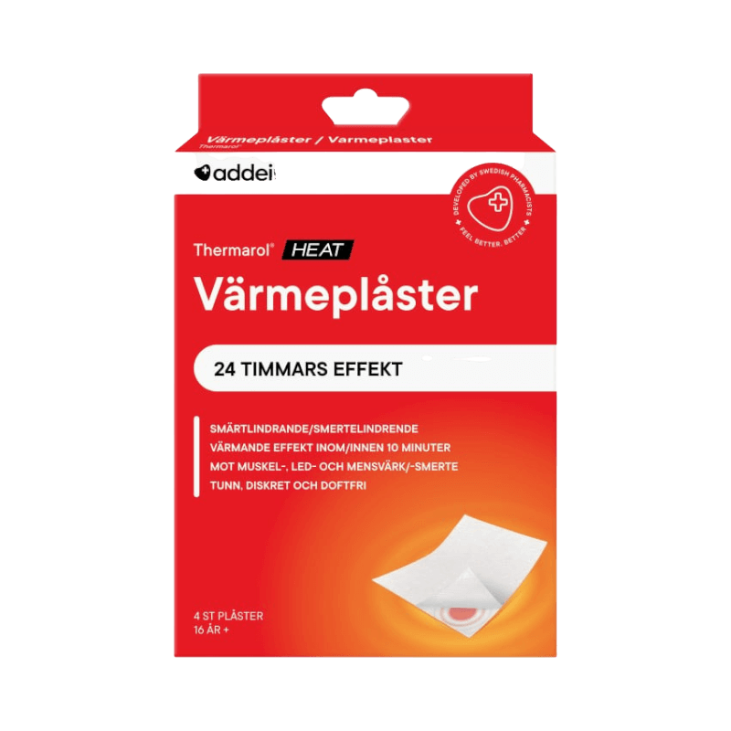 Thermarol Heat värmeplåster med 24 timmars effekt för muskel- och ledvärk, doftfri och diskret