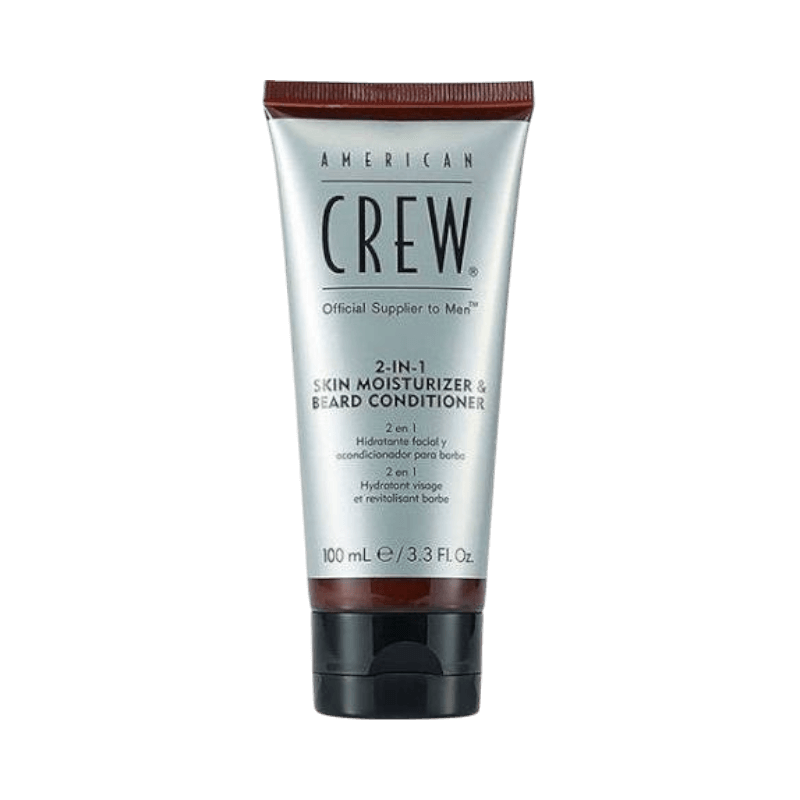 American Crew 2-i-1 skäggbalsam och ansiktskräm som återfuktar och mjukgör hud och skägg.