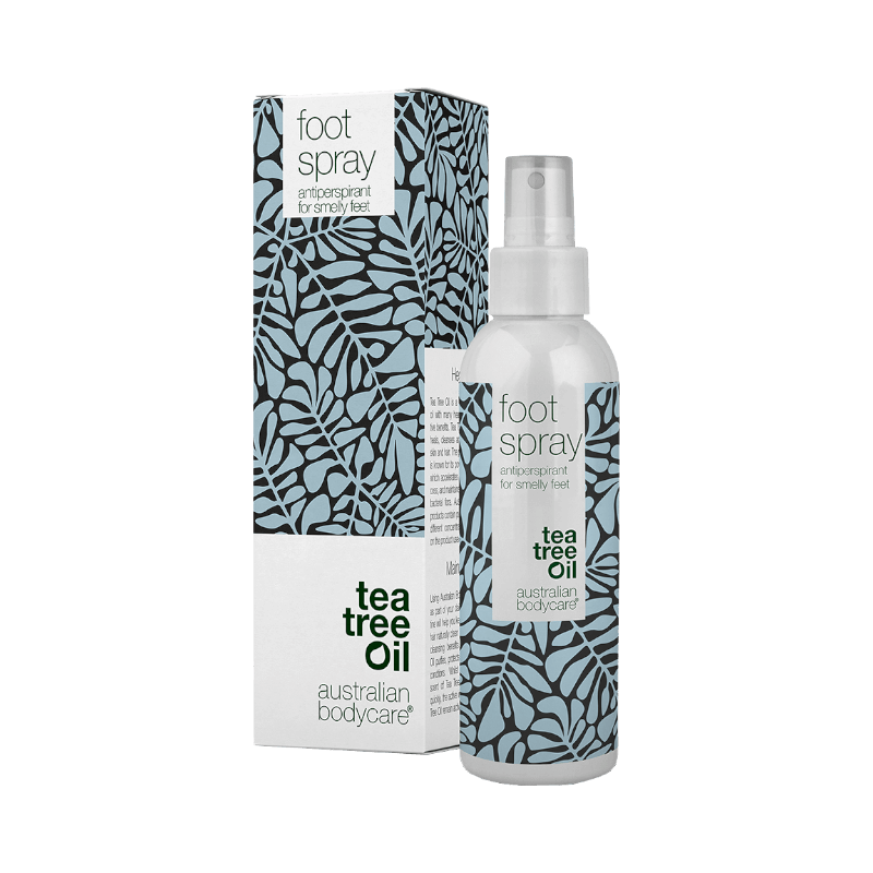 Fotdeodorant med tea tree oil som motverkar dålig lukt och håller fötterna fräscha.