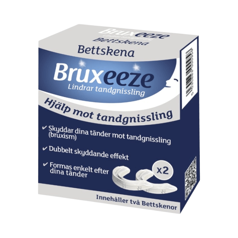 Bruxeeze bettskena dubbelpack som lindrar tandgnissling och formar sig efter tänderna