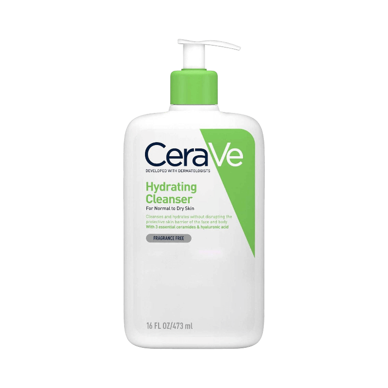 CeraVe Hydrating Cleanser för normal till torr hud med ceramider och hyaluronsyra.