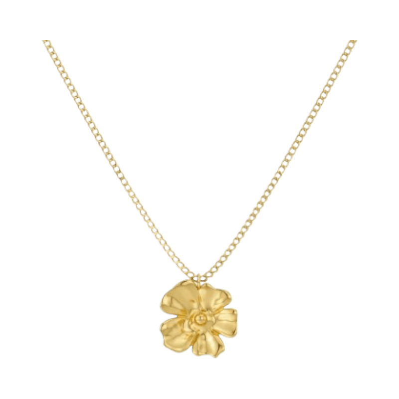 Guldhalsband med en detaljerad blomberlock för en romantisk och feminin stil.