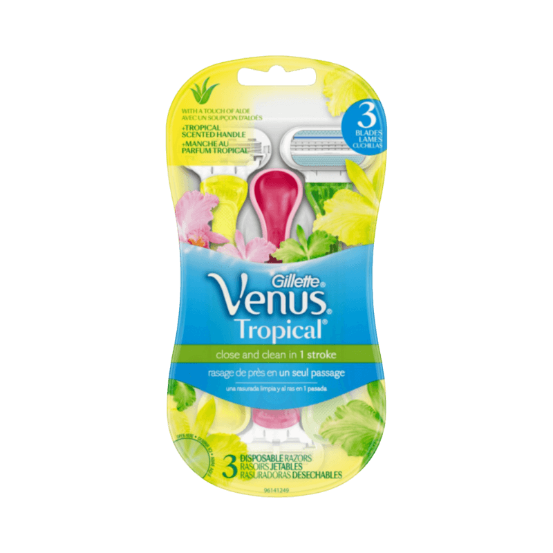 Gillette Venus Tropical engångsrakhyvlar 3-pack med färgglada handtag och aloe