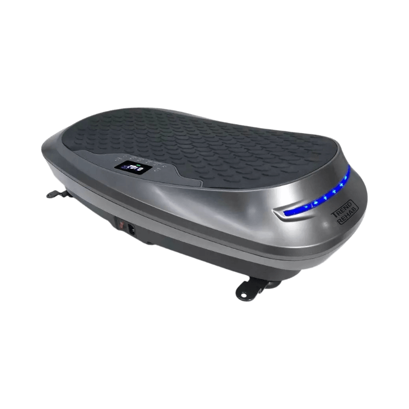 TrendRehab LYMPHA VIBE vibrationsplatta i silvergrå design med LED-display