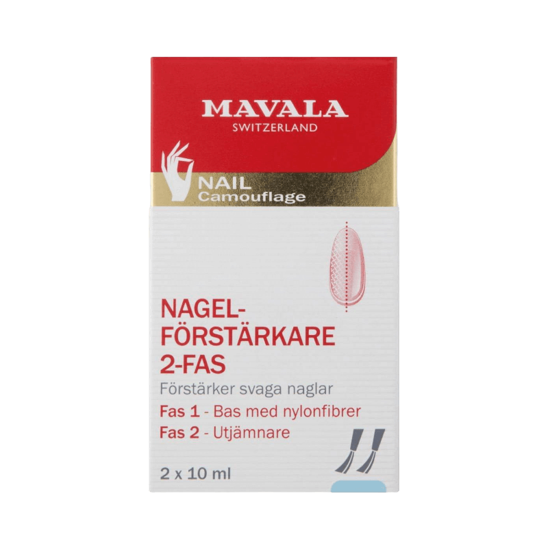 Mavala 2-fas nagelförstärkare med nylonfiber och utjämnare för starkare och jämnare nagelyta.