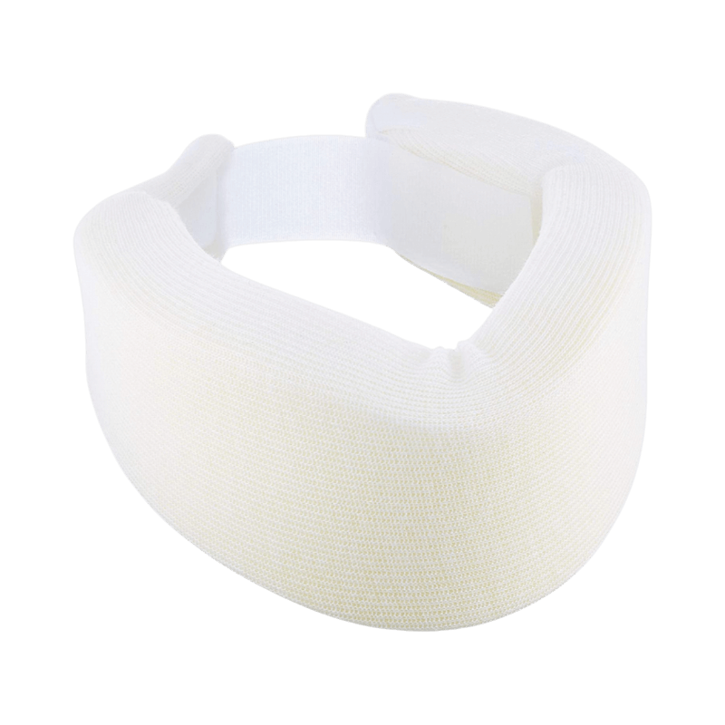 Mjuk vit nackkrage från Swemed för omkrets 45–54 cm, justerbar med kardborreband.