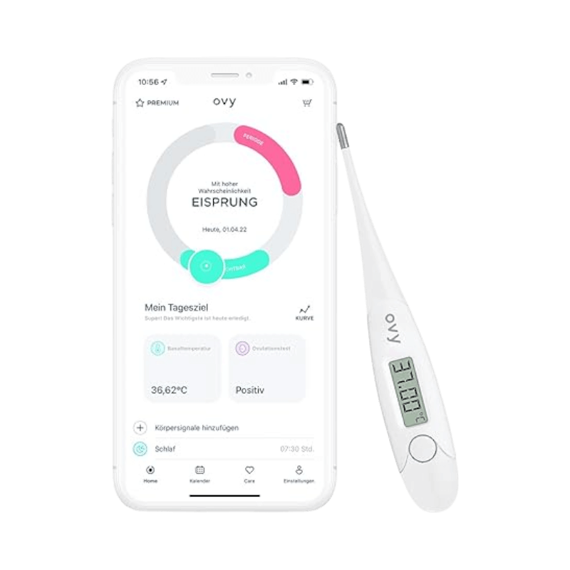 Ovy Bluetooth basaltermometer och app för exakt ägglossningsspårning med smart cykelanalys.