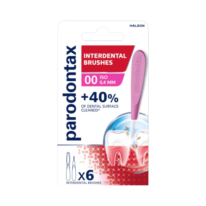 Parodontax 0,4 mm mellanrumsborstar ISO 00 för effektiv rengöring – 6-pack