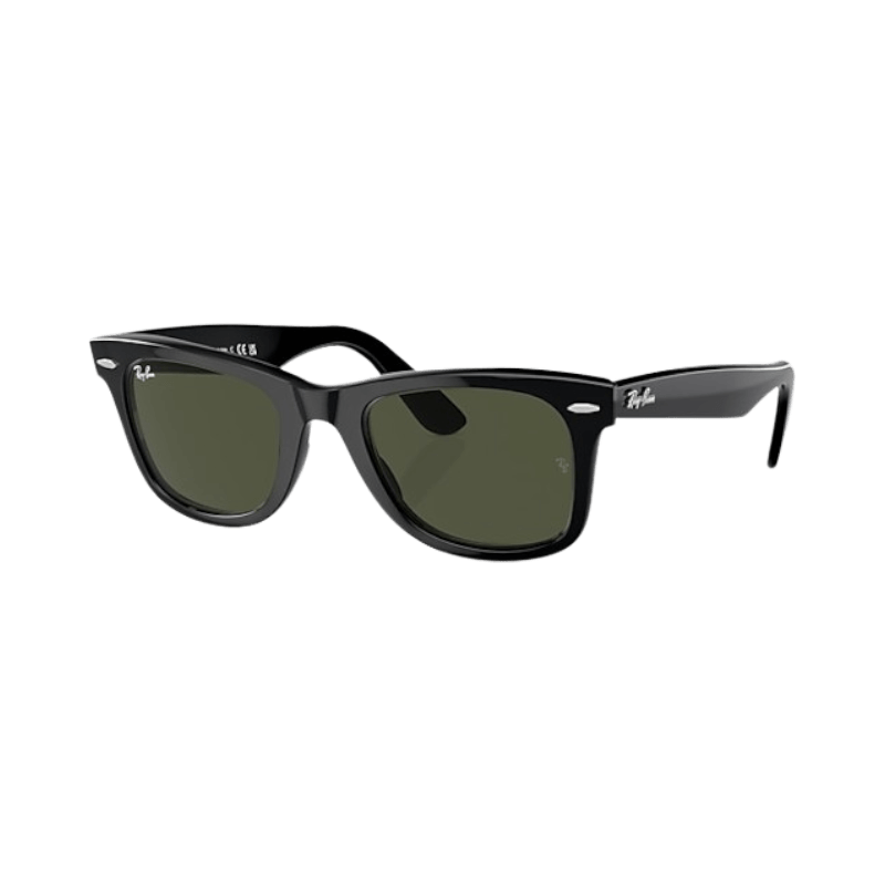 Ray-Ban Classic Wayfarer svarta solglasögon med gröntonade glas