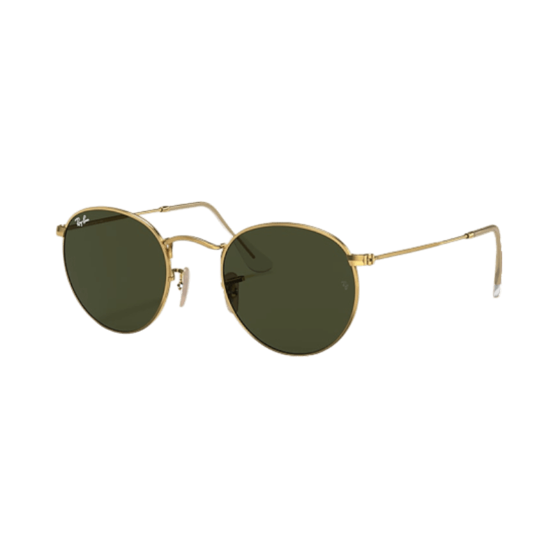 Ray-Ban Round Metal guldtonade solglasögon med polariserade gröntonade glas
