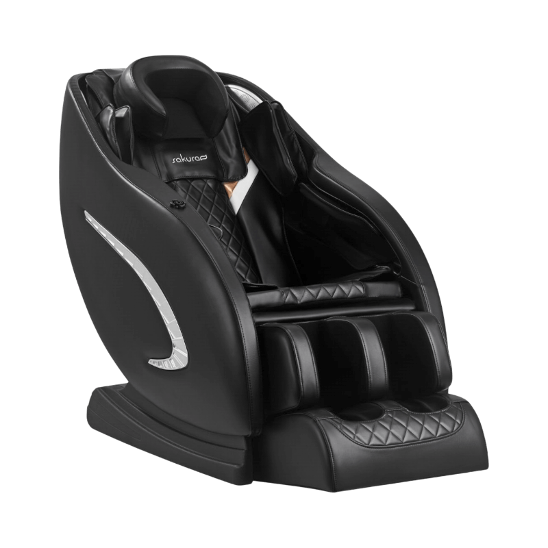 Sakura Classic 305 svart massagefåtölj med quiltad sits och benmassagefunktion
