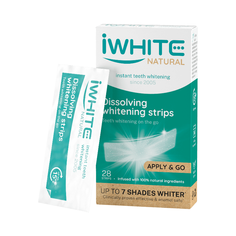 iWhite Natural upplösande tandblekningsremsor med naturliga ingredienser, 28 stycken.