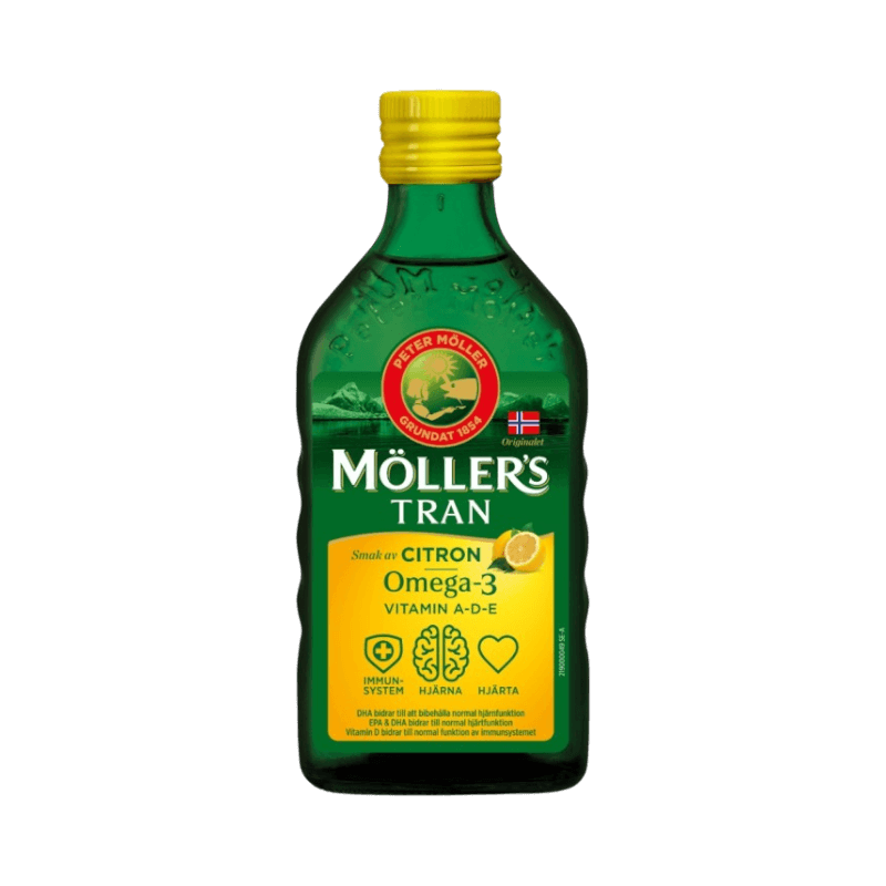 Möllers Tran citron omega-3 fiskolja med vitaminer A, D och E