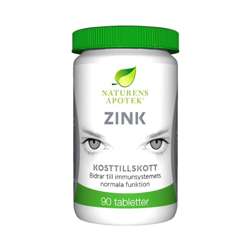 Zinktabletter från Naturens Apotek som bidrar till immunsystemets normala funktion, 90 tabletter.