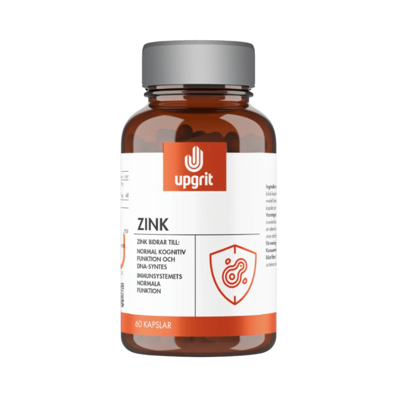 Zink från Upgrit för immunförsvar, kognitiv funktion och DNA-syntes, 60 kapslar.