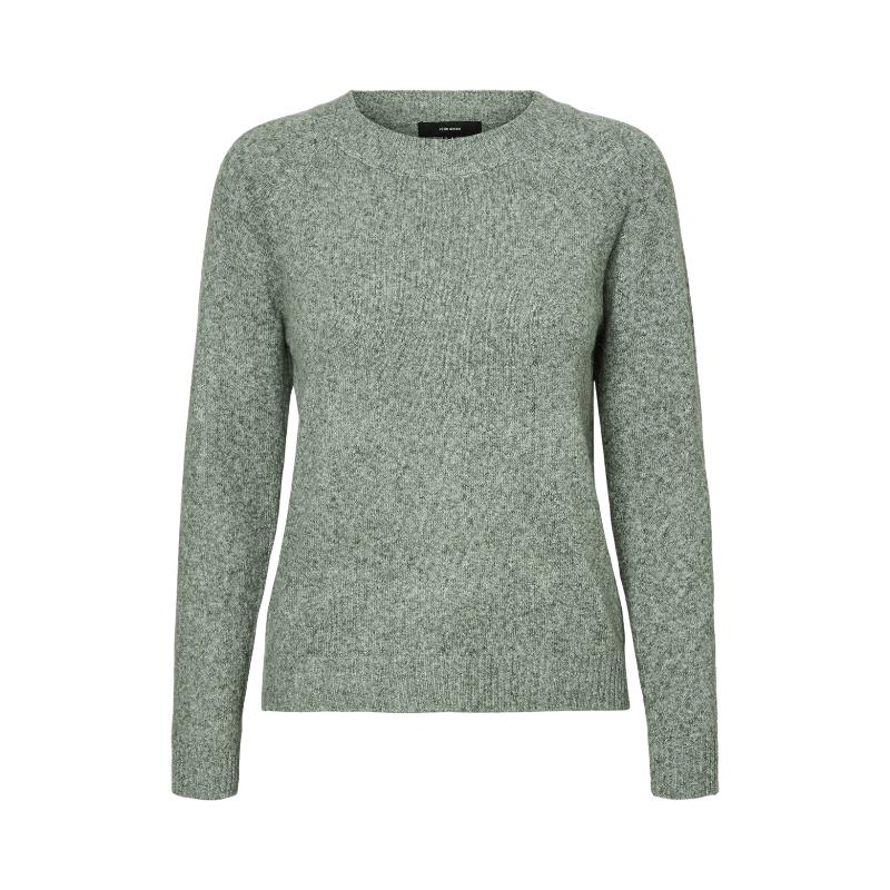 Vero Moda Doffy stickad tröja i grönt med rund hals och lång ärm