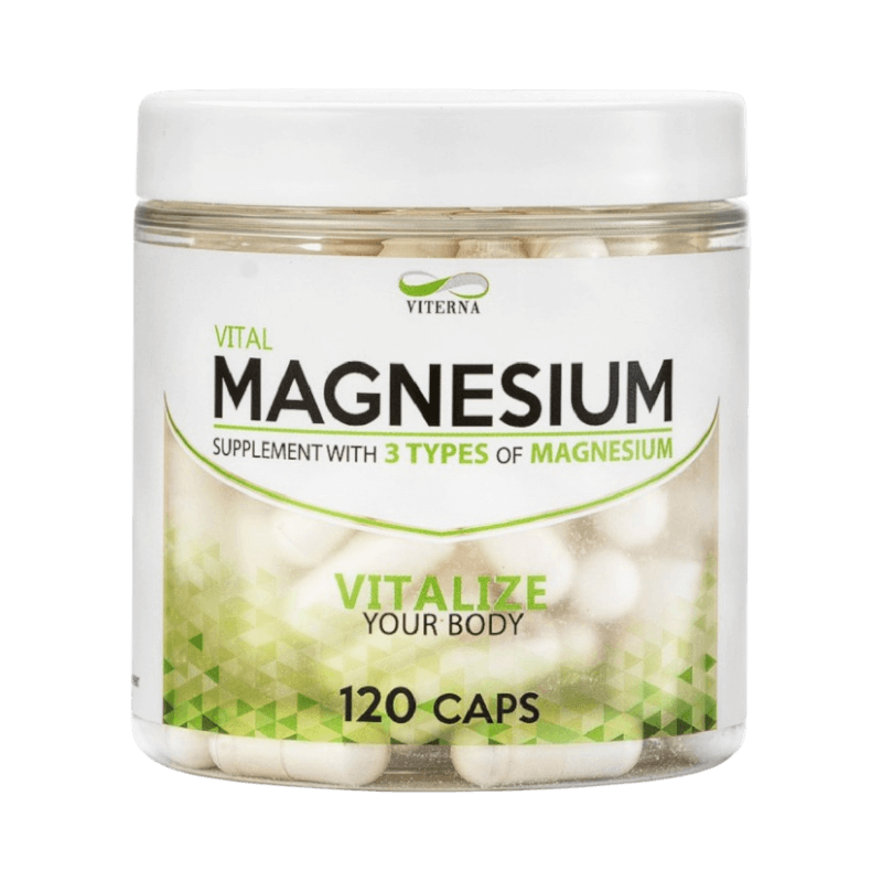 Viterna Vital Magnesium med tre former av magnesium i 120 kapslar.