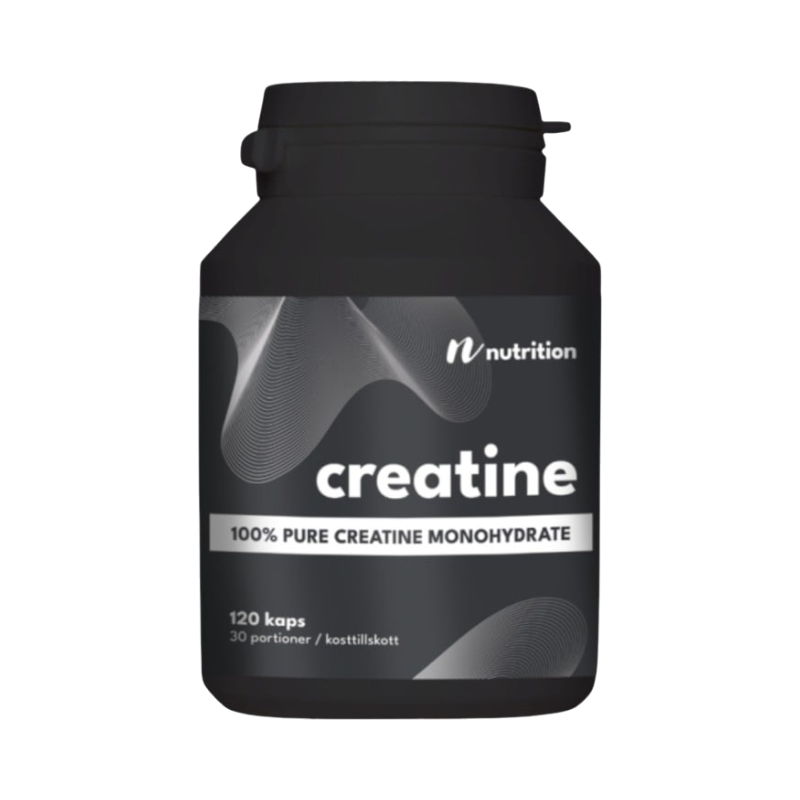 Kreatinmonohydrat i kapslar från Nuts Fabriken för ökad styrka och uthållighet.